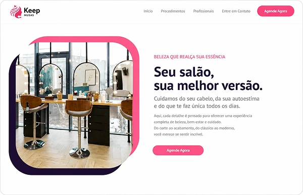 Tela do site integrado do Keep Musas em diferentes dispositivos.